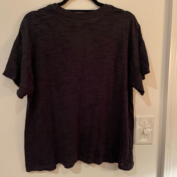 Free People We The Free Jordan Burnout Keyhole V-neck tshirt XS black - Picture 3 of 3